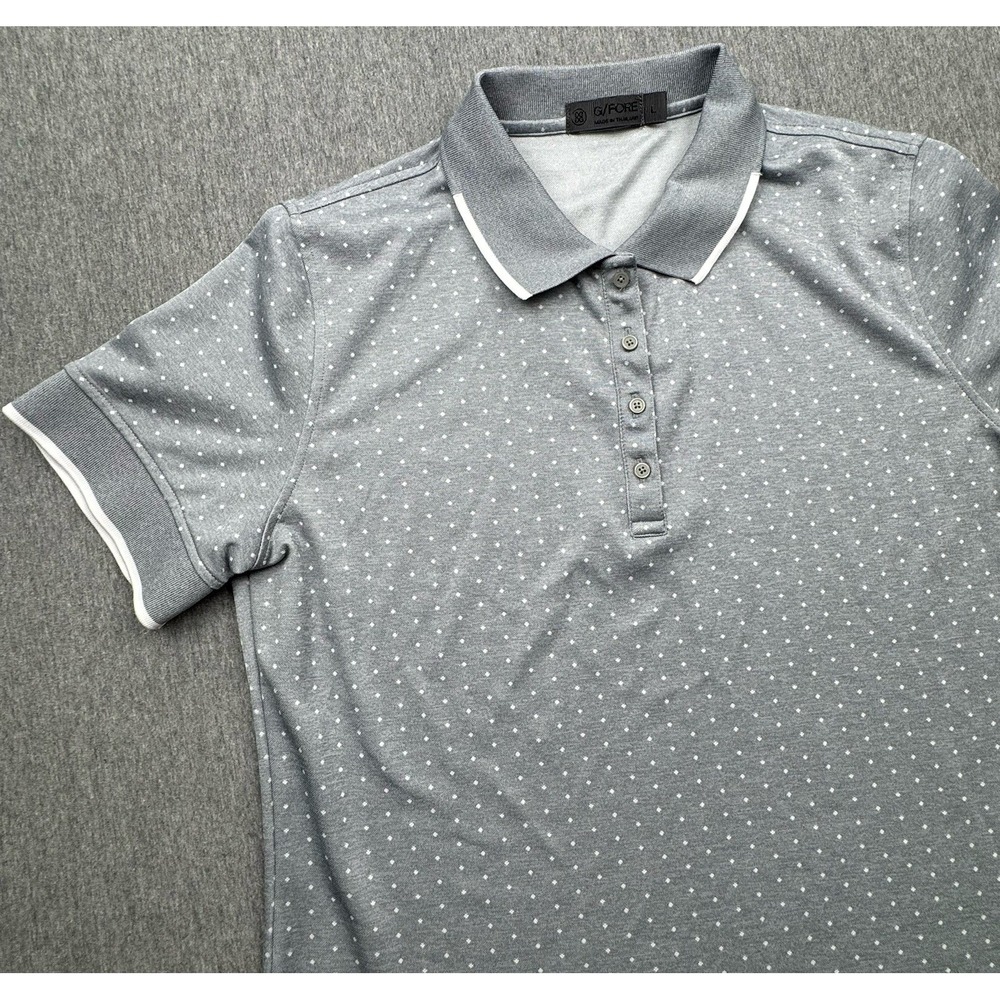 G/Fore Polo Shirt Womens Large Gray Performance Stretch Polka Dot Wicking Golf